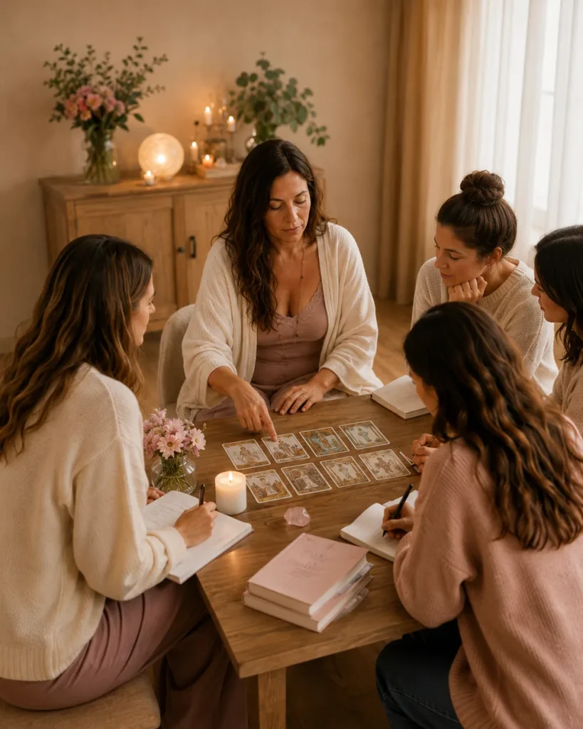 Alumnas participando en una formación de Tarot en Escuela Holística DaMar